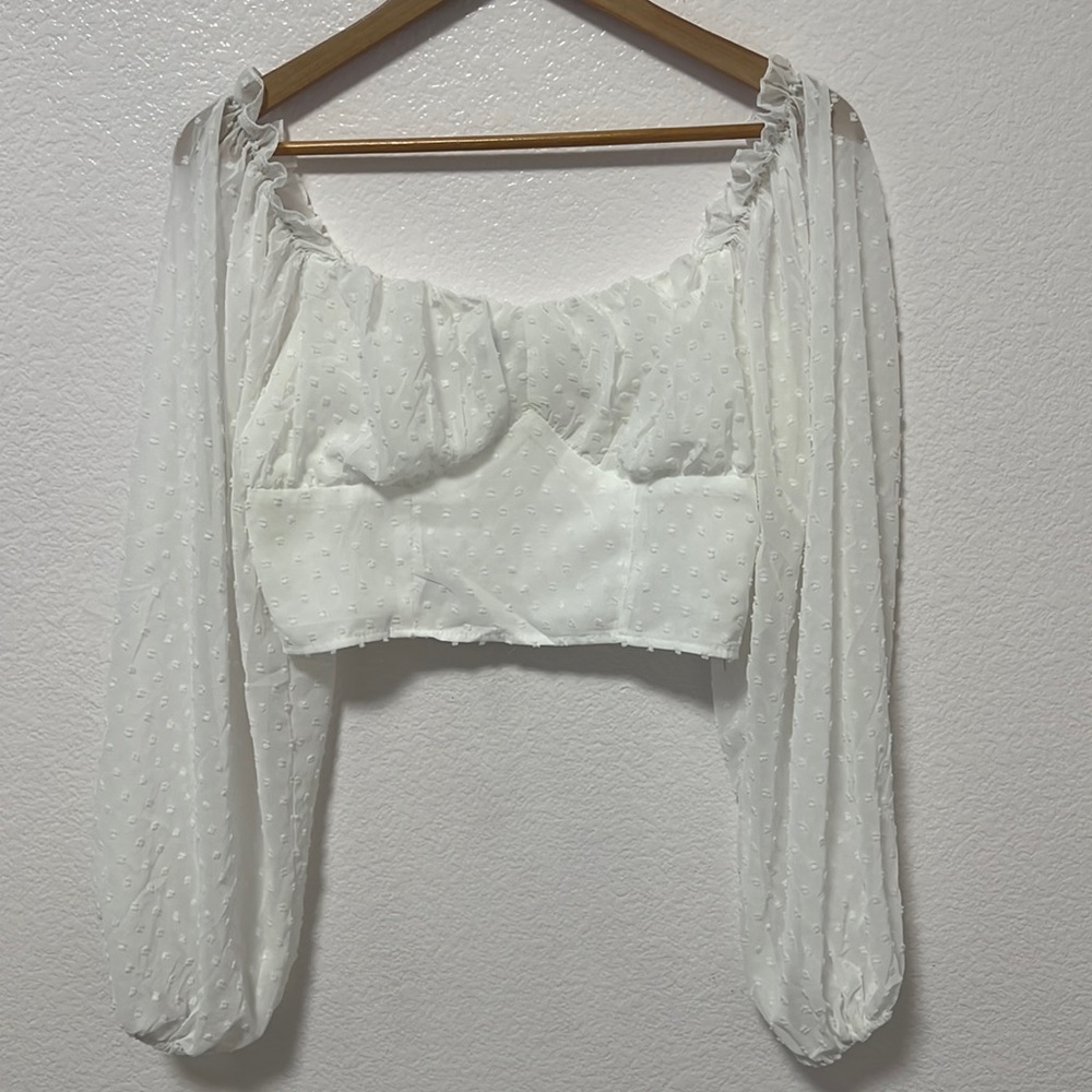 WHITE MESH CROP TOP